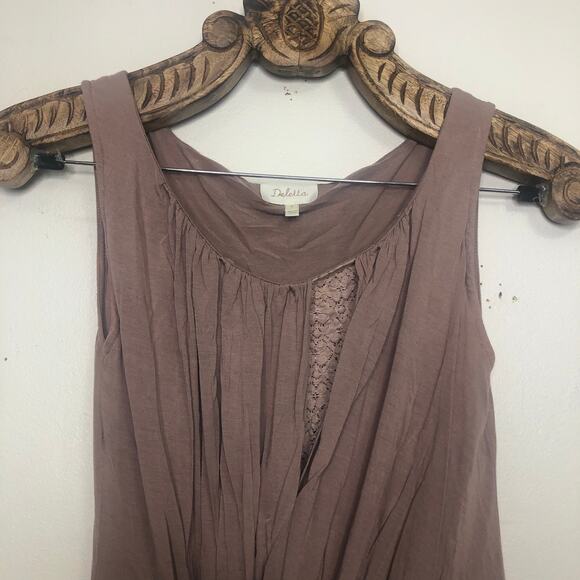 Anthropologie Deletta Blouse Mauve Tan Drape Layer Tank Side Gather Top S - Picture 5 of 11